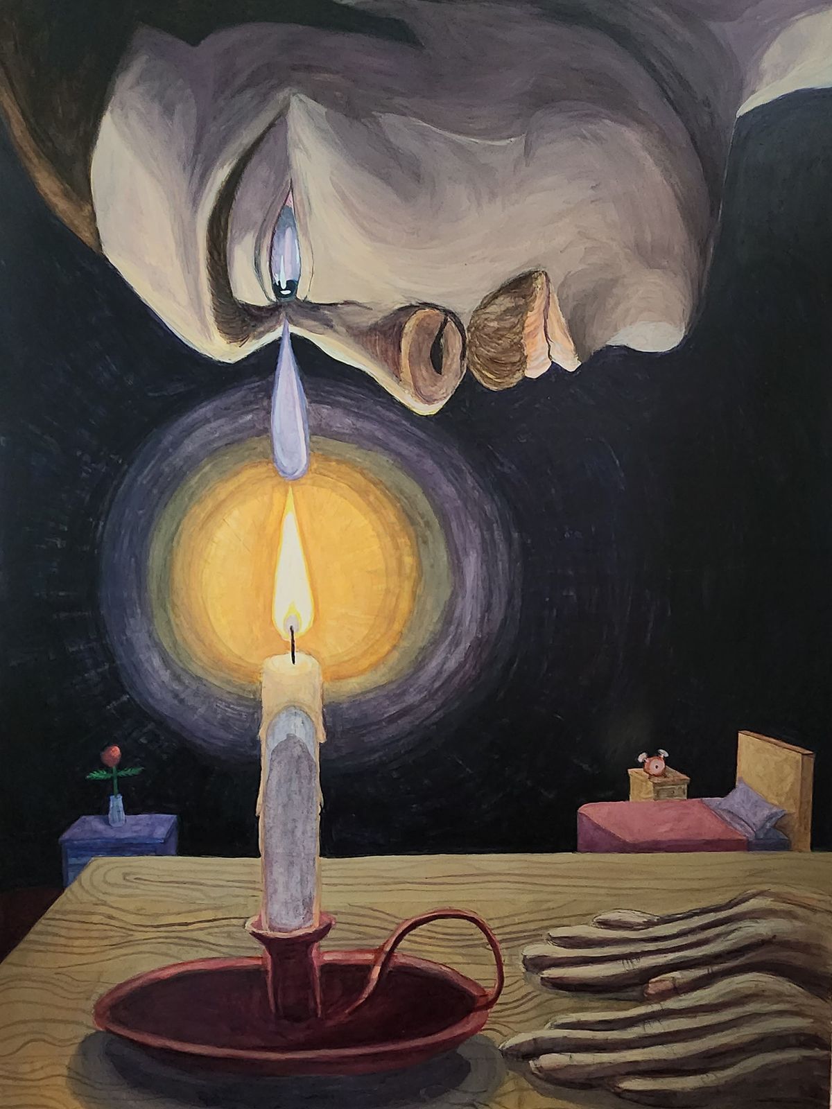 Eye introducing tear to candle Artwork